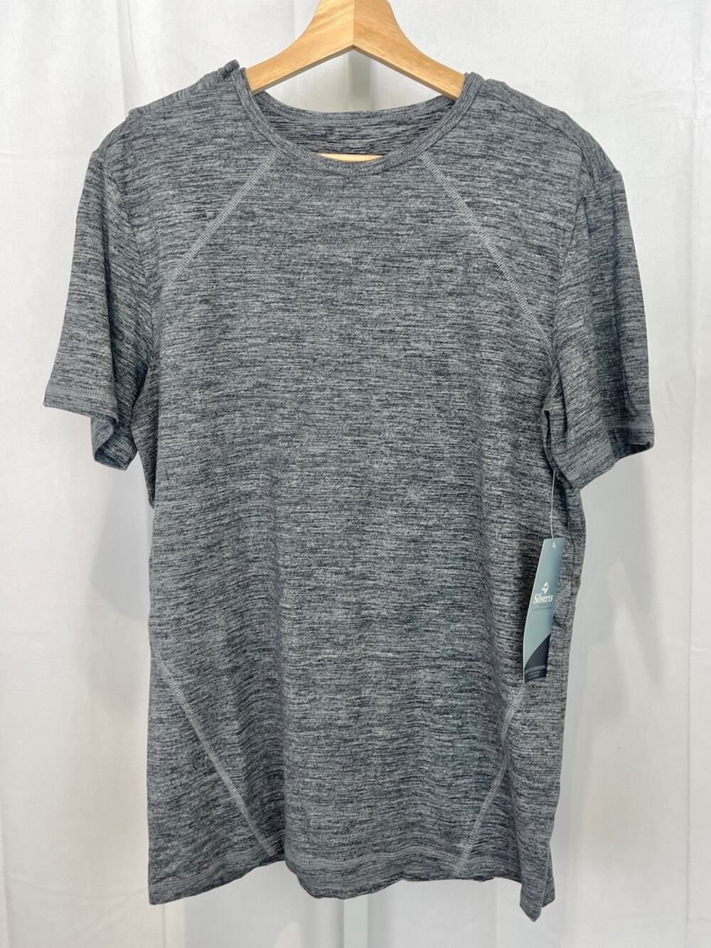 NWT SILVERTS Open Back Crew Neck Tee T Shirt SV175 Short Sleeve Heather Gray S